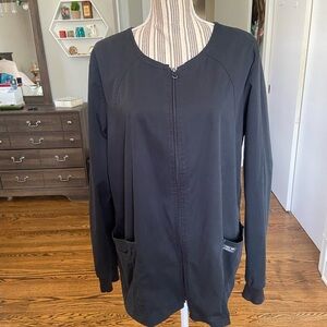 Cherokee Workwear Black Zippered Scrub Warm Up Jacket